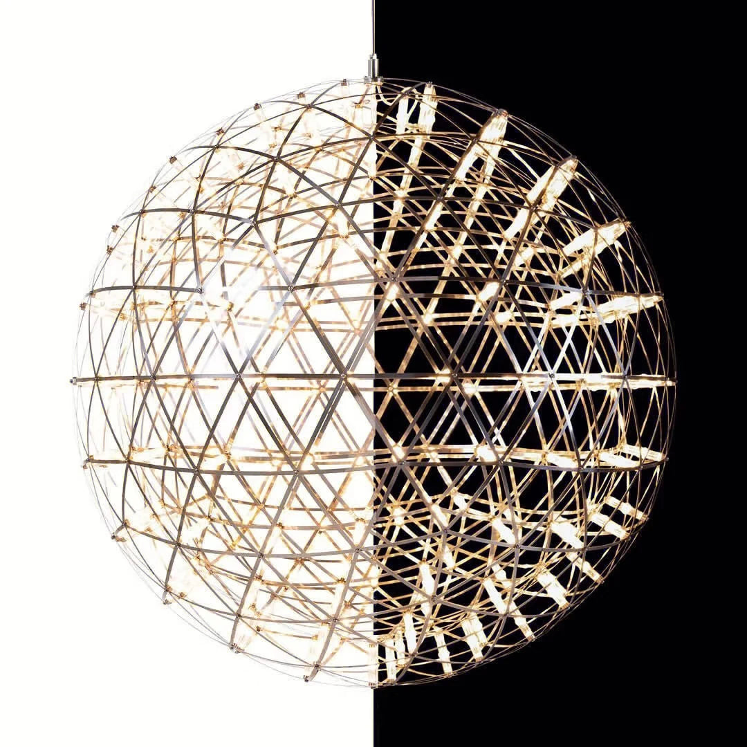 Modern Brief Loft Spark Ball LED Chandelier Fixture Firework Ball Stainless Steel Pendant Lamp for Home Decor Lighting 110-240V