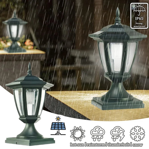 Outdoor Solar Post Light Waterproof Garden Lamp with Pier Mount Base Decorative Solar Lights for Pole Outside Luces Solares