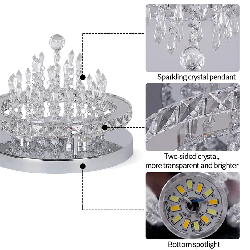 Luxury Crystal LED Ceiling Lamp with Remote Dimming and Dual Color Modes