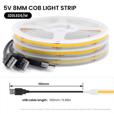 High-Density COB LED Strip Light – 3mm / 5mm, 12V–24V Dimmable
