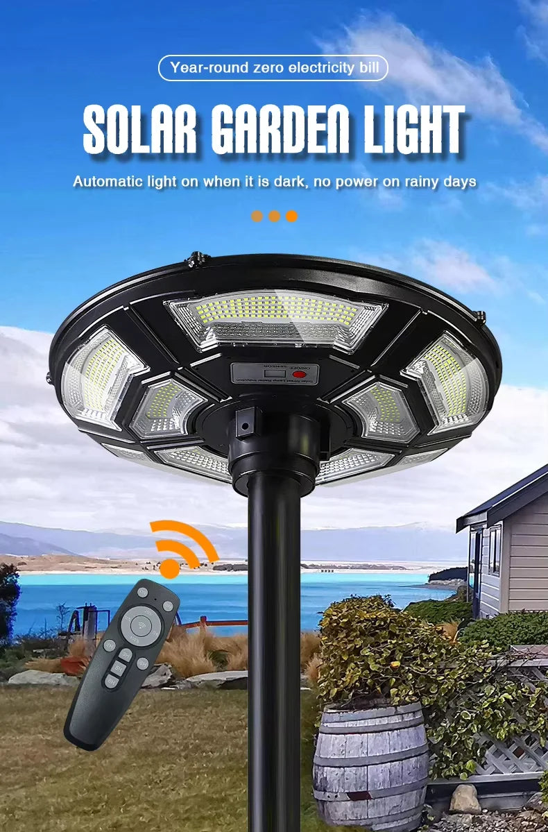 Flying saucer solar lamp, round UFO lamp, villa community square landscape lamp, induction integrated street lamp, courtyard street