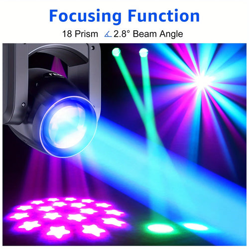 U'King 150W Beam Moving Head Light Rotating 18 Prisms 14 Gobos LED Rainbow Effect Zoom Stage Light DMX512 for DJ Disco Wedding