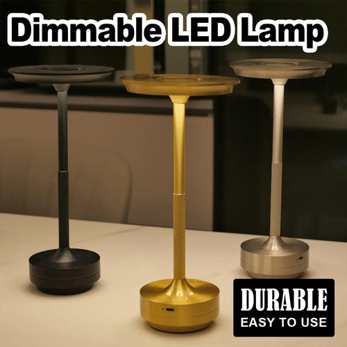 Rechargeable LED Table Lamp – Touch Dimmable USB Desk Light (Black, Gold, Silver)
