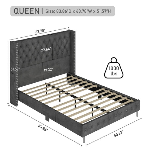 Queen Size Upholstered Platform Bed