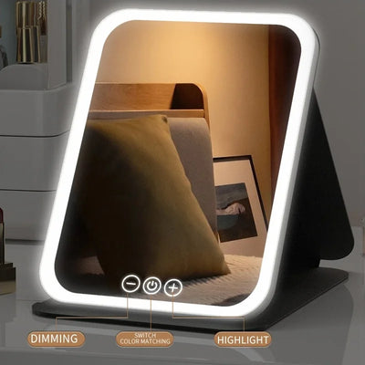 LED Makeup Mirror with 3-Color Lighting &amp; Dimmable Touch Screen