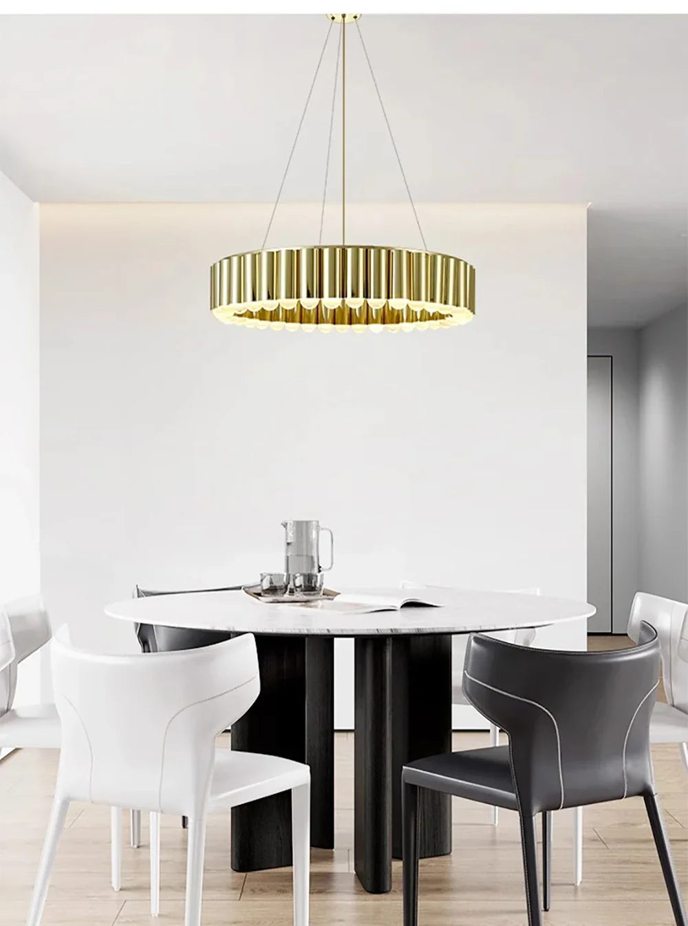 Art Deco Round LED Pendant Light with Minimalist Modern Design