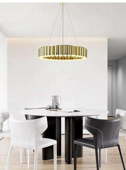 Art Deco Round LED Pendant Light with Minimalist Modern Design