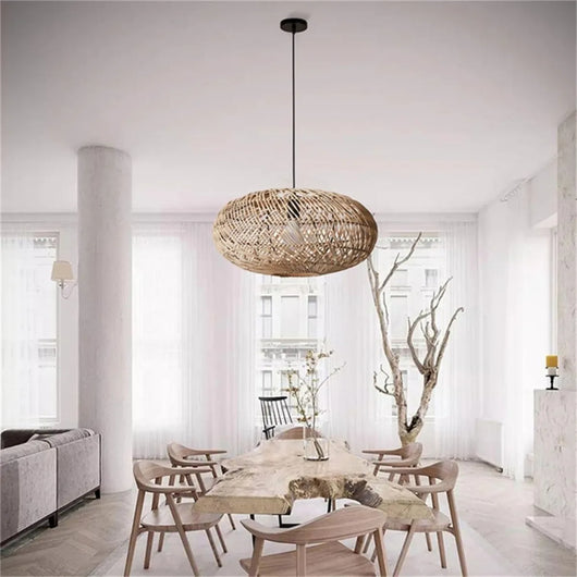 40cm Handcrafted Rattan Pendant Light – Natural Wicker Ceiling Lamp