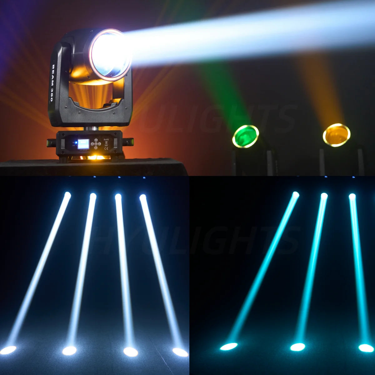 380W 20R Moving Head Beam Light – DMX512 Stage Lighting with Dual Prism, 14 Gobos & RGB Halo Effects