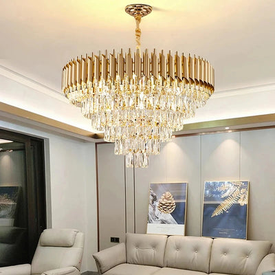 Luxury Modern Crystal Ceiling Chandelier E14 LED Pendant Lamp for Living Room Dining Room Bedroom Gold Black Home Decor Lighting