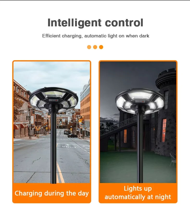 Flying saucer solar lamp, round UFO lamp, villa community square landscape lamp, induction integrated street lamp, courtyard street