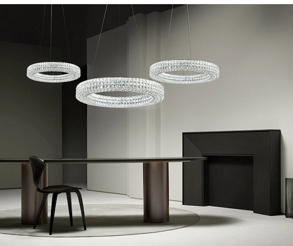 Luxury Round Crystal LED Ceiling Lights with Stainless Steel Design