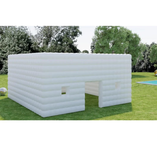 LED Inflatable Cube Tent – White Lighted Event Tent with Blower