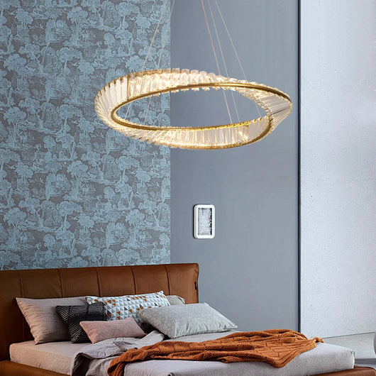 Ring Led Hanging Light Pendant Lamp Luxury Gold Copper New Chandelier Lustre Ceiling Lamp Living Dining Room Home Decor Fixture| Upload