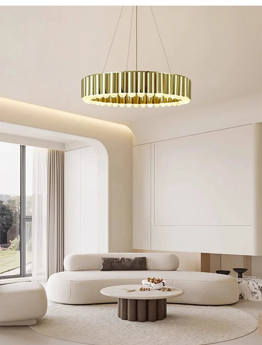 Art Deco Round LED Pendant Light with Minimalist Modern Design