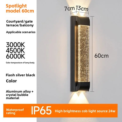 Modern Outdoor Waterproof Crystal LED Wall Lamp for Villa, Courtyard, Balcony &amp; Patio