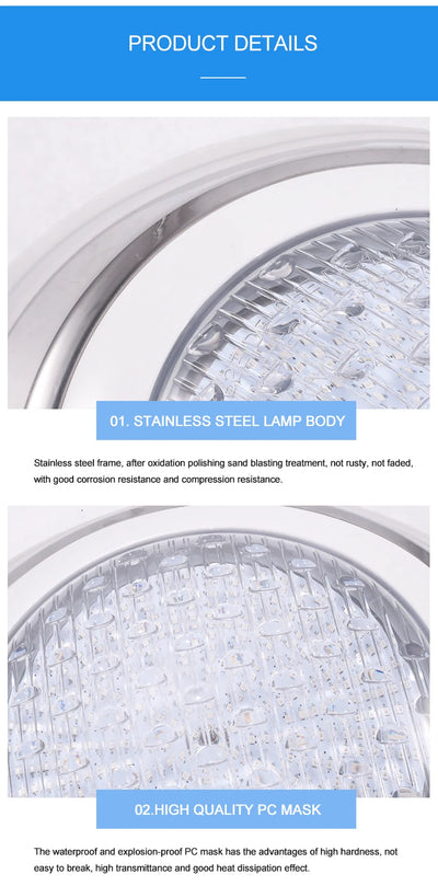 Stainless Steel RGB LED Pool Light – IP68 Waterproof Underwater Lighting