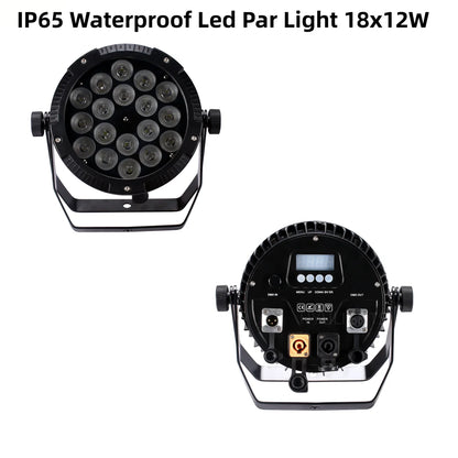 IP65 Waterproof Stage Effect Aluminum Led Par 18x18W RGBWA UV 6in1 DMX512 Outdoor Down Light DJ Equipment Disco Wash No Noise