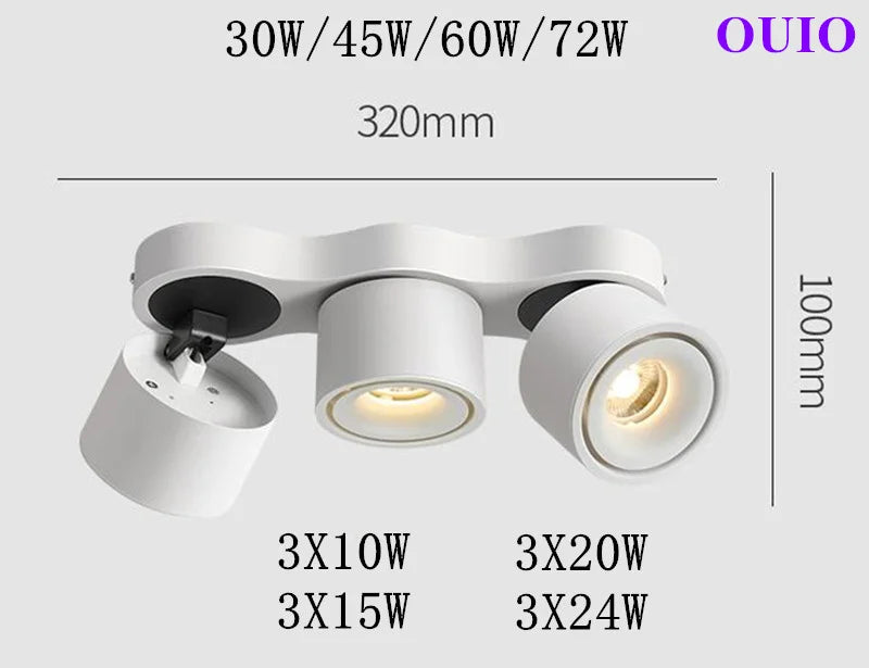 Folding Rotating COB LED Downlight with Adjustable Brightness