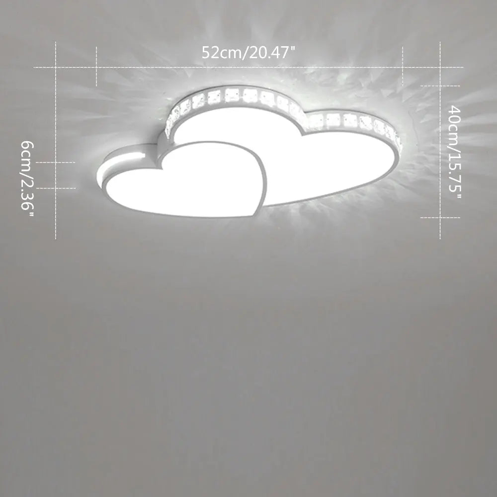 Modern Heart-Shaped LED Ceiling Light with Crystal Design