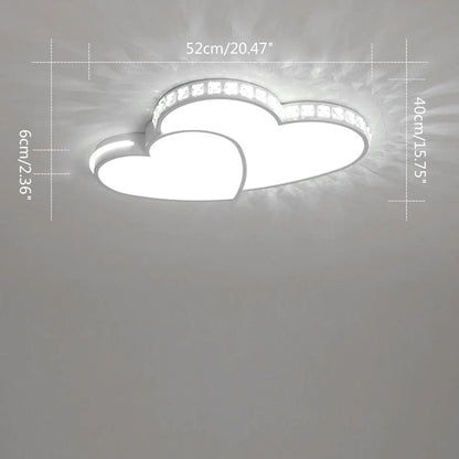 Modern Heart-Shaped LED Ceiling Light with Crystal Design
