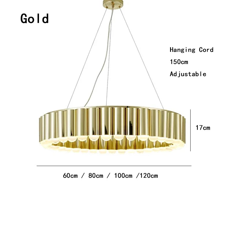 Art Deco Round LED Pendant Light with Minimalist Modern Design