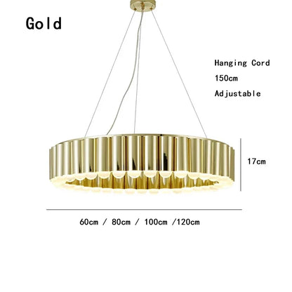 Art Deco Round LED Pendant Light with Minimalist Modern Design