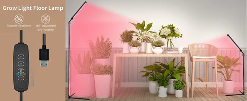24V Full Spectrum LED Grow Light Floor Lamp with Timer & 3 Color Modes for Indoor Plants