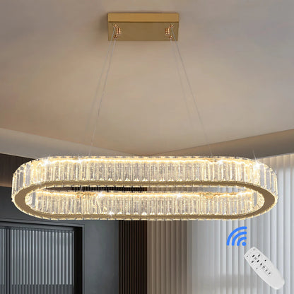 Modern Crystal LED Ceiling Pendant Light with Stainless Steel Design