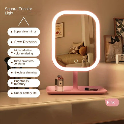 LED Vanity Makeup Mirror – Touch Control, 3-Color Lighting