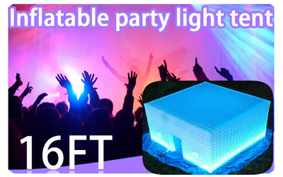 LED Inflatable Cube Tent – White Lighted Event Tent with Blower