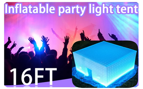 LED Inflatable Cube Tent – White Lighted Event Tent with Blower