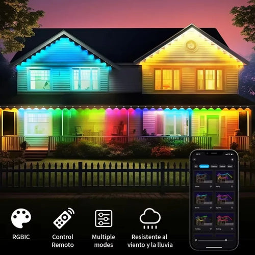300FT Smart Eave Lights 180 LEDs Permanent Outdoor LED String Lights with App &amp; Remote Control – Waterproof Holiday &amp; Daily Décor