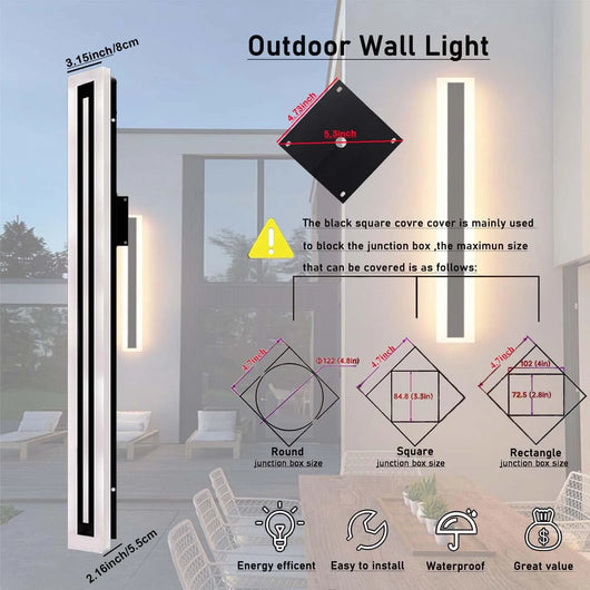 Modern LED Outdoor Wall Sconce – IP67 Frosted Acrylic Light