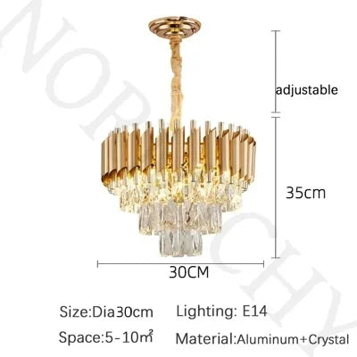 Luxury Modern Crystal Ceiling Chandelier E14 LED Pendant Lamp for Living Room Dining Room Bedroom Gold Black Home Decor Lighting