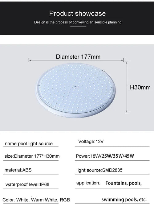 IP68 RGB LED Pool Light – Waterproof Underwater Swimming Pool Lamp