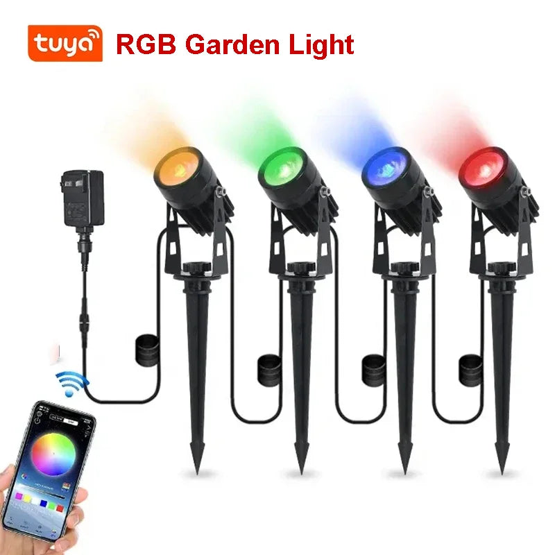 Smart RGB Landscape Light LED Garden Lamp Waterproof APP Control 16 Million Colors Outdoor Yard Lawn Spotlights