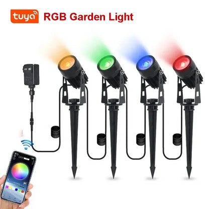 Smart RGB Landscape Light LED Garden Lamp Waterproof APP Control 16 Million Colors Outdoor Yard Lawn Spotlights