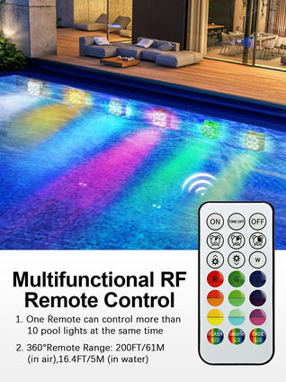 Rechargeable RGB LED Underwater Pool Light – IP68 Waterproof with Long-Range Remote
