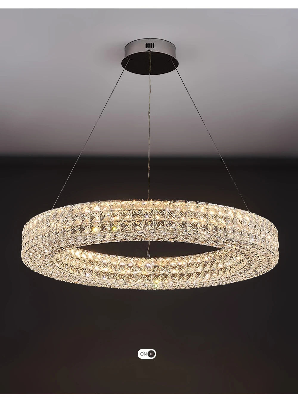 Luxury Round Crystal LED Ceiling Lights with Stainless Steel Design