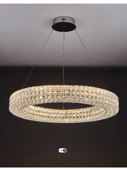 Luxury Round Crystal LED Ceiling Lights with Stainless Steel Design