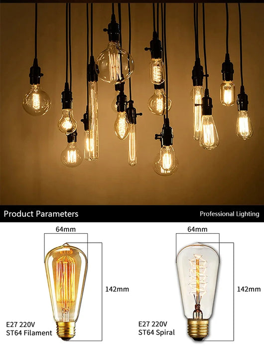 Vintage Edison LED Filament Bulb – E27 Dimmable Retro Light