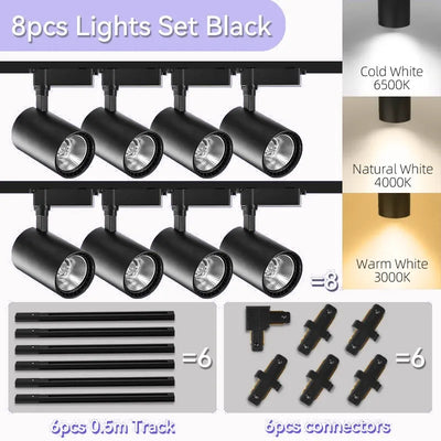 LED COB Track Light Set – Adjustable Spotlight Rail System