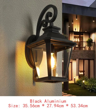 14″ Outdoor Wall Lanterns (2-Pack) – Black Waterproof Vintage Sconces