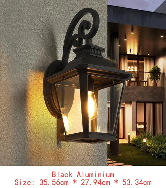 14″ Outdoor Wall Lanterns (2-Pack) – Black Waterproof Vintage Sconces