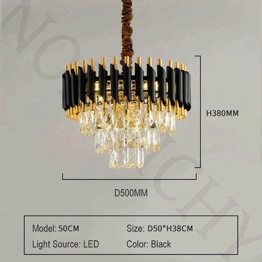 Luxury Modern Crystal Ceiling Chandelier E14 LED Pendant Lamp for Living Room Dining Room Bedroom Gold Black Home Decor Lighting