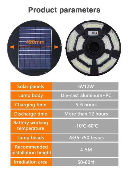 Flying saucer solar lamp, round UFO lamp, villa community square landscape lamp, induction integrated street lamp, courtyard street