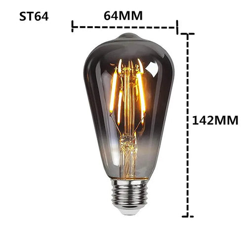 LED E27 ST64 G80 G95 G125 4W Dimmable 220V Smoky Gray Warm Spiral Filament Bulb Retro Vintage Decorative Lighting Edison Lamp
