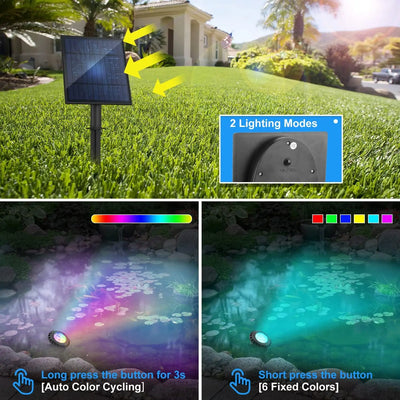 Solar Underwater RGB Light – IP65 Waterproof LED Spotlight