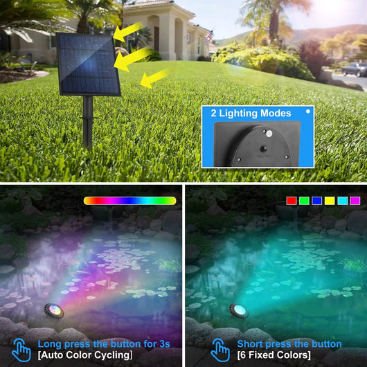 Solar Underwater RGB Light – IP65 Waterproof LED Spotlight